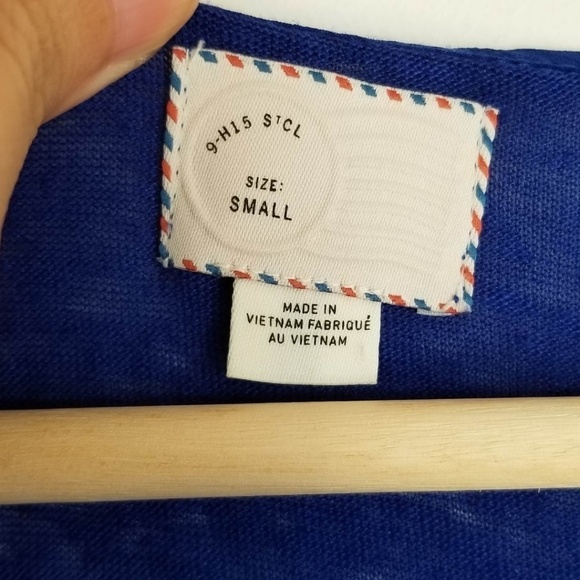 Anthropologie Postmark Linen & Silk 3/4 Sleeve Top - Picture 4 of 5